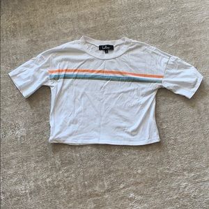 Cropped white tee with pop of color